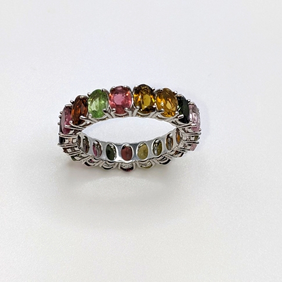 Multi-colored Tourmaline Gemstone Eternity Ring - Picture 14 of 15